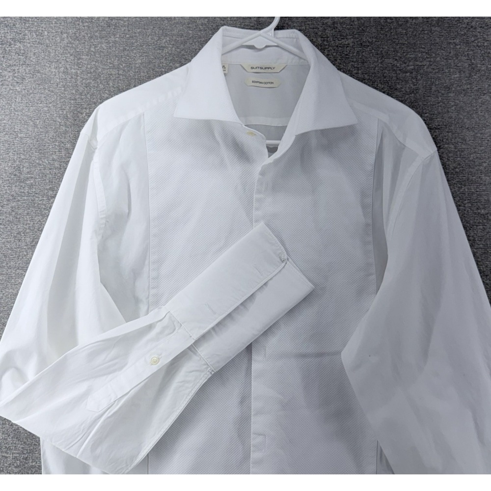 Suitsupply Tuxedo French Cuff Dress Shirt Men Size 17.5/44 White No Buttons